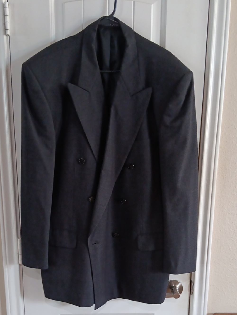 Vintage 90s Pierre Balmain Oversized Longline Wool Blazer Double Breasted 48R